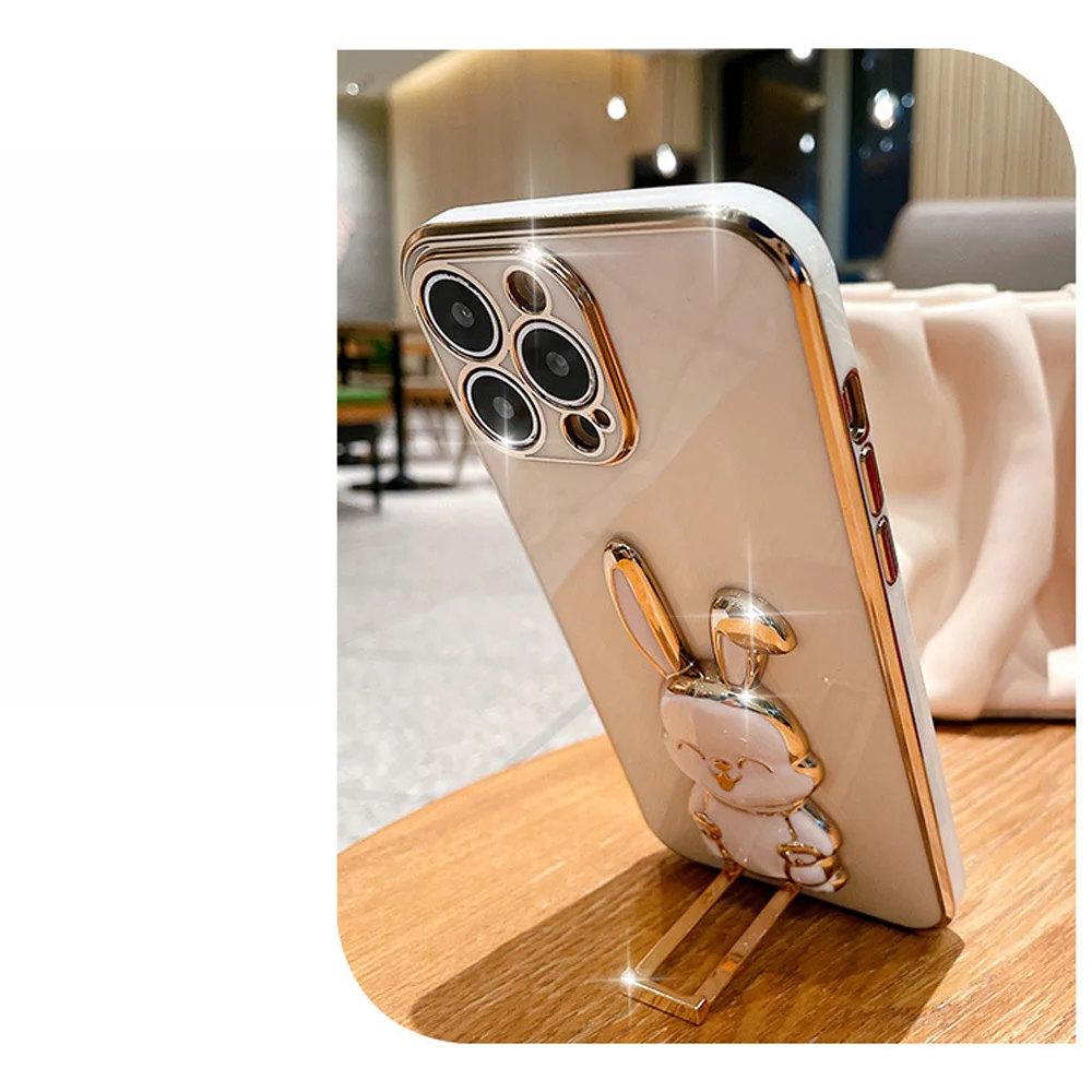 For Infinix Note 30 Pro Case Infinix Note 30 Pro note 30i Infinix Note 30 5G Phone case Cute Rabbit Holder Bracket Plating Cover