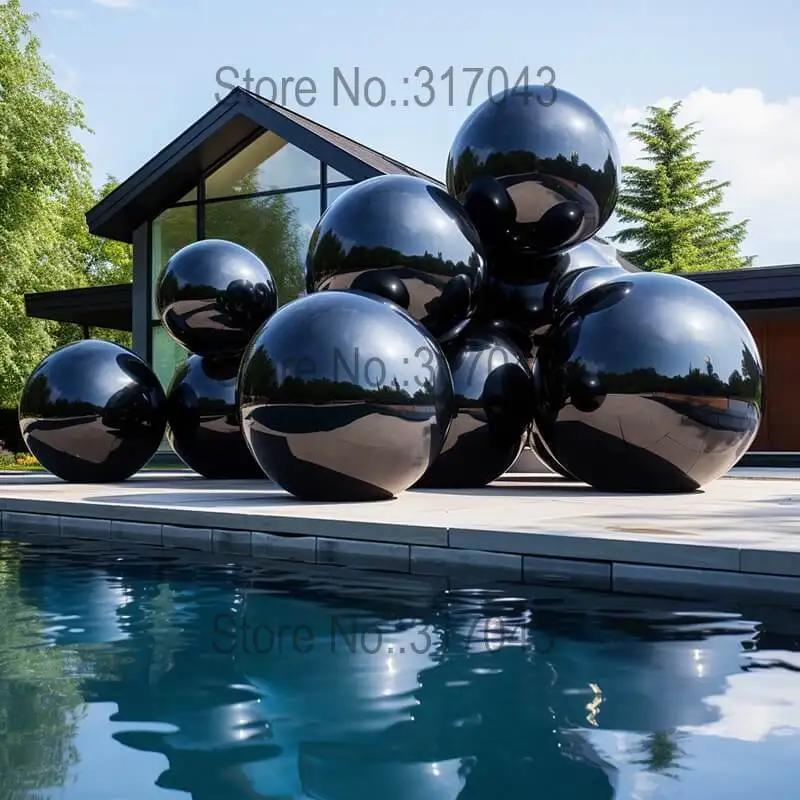 

6pcs Hanging Inflatable Mirror Balls - Gold & Silver Decorative Party Decor for Wedding, Stage, Mall Events