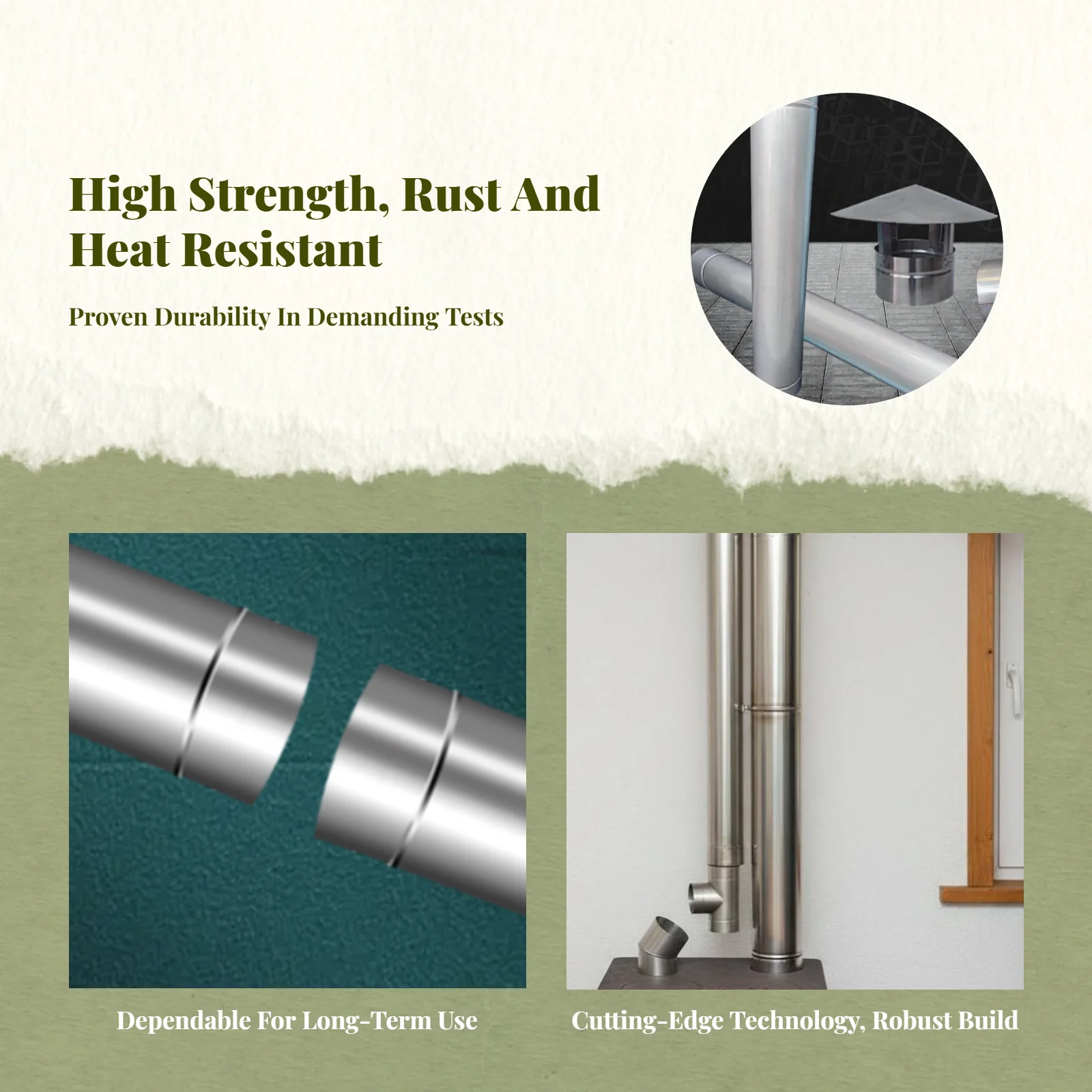 

Stainless Steel Flue Pipe, Durable, for Heating