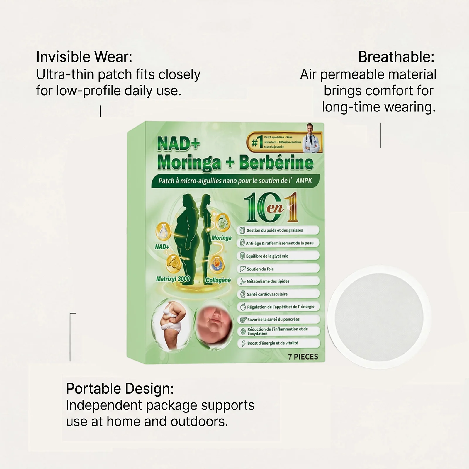 Weight Management Micro-Needle Patch Continuous Release Lightweight Easy Apply for Daily Use