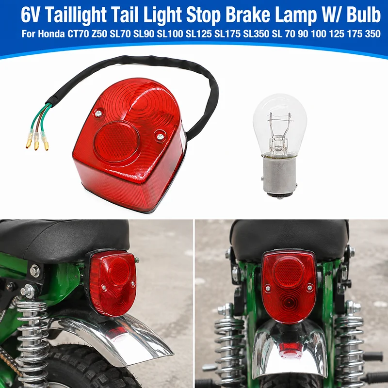 Image of 6V Rücklicht Rücklicht Stop Bremsleuchte W/Birne Für Honda CT70 Z50 SL70 SL90 SL100 SL125 SL175 SL350 SL70 90 100 125 175 350