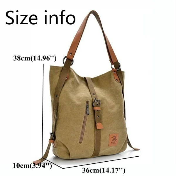 Women Canvas Dual Purpose Bag Multifunctional Satchels Large Capacity Handbag Shoulder Backpack Anti Theft Schoolbag Travel Bags