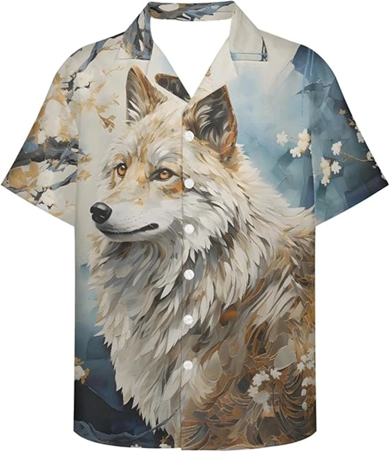 

Fashion Cartoon Animal Graphic 3D Printed Shirts For Men Clothes Casual Hawaiian Short Sleeve Tiger Button Down Unisex Blouses