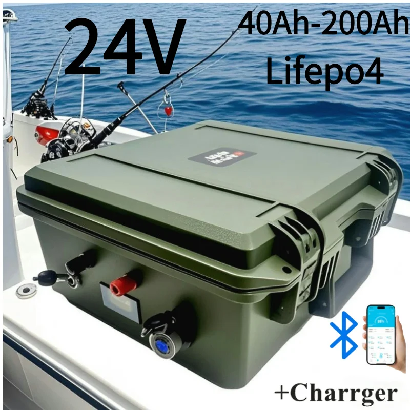

Lifepo4 24V 100Ah 40Ah 50Ah 60Ah 80Ah 120Ah 150Ah 180Ah 200Ah batería de fosfato de hierro y litio para Motor de curricán de Pa
