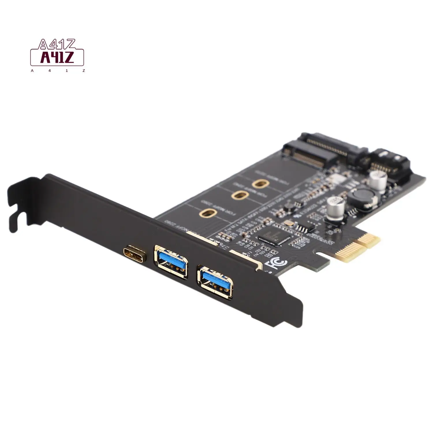 

A41Z-Dual USB3.0 & Type-C M.2 Pcie Adapter M2 SSD SATA B Key To PCI-E Controller Converter Riser Card For 2280 2260 2242 2230 NG