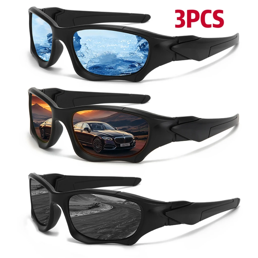 

1/3PCS New Brand High Quality Men Square Sunglasses Colors Sports Polarized Sun Glasses Reflective Coating Mirrored Lens UV400