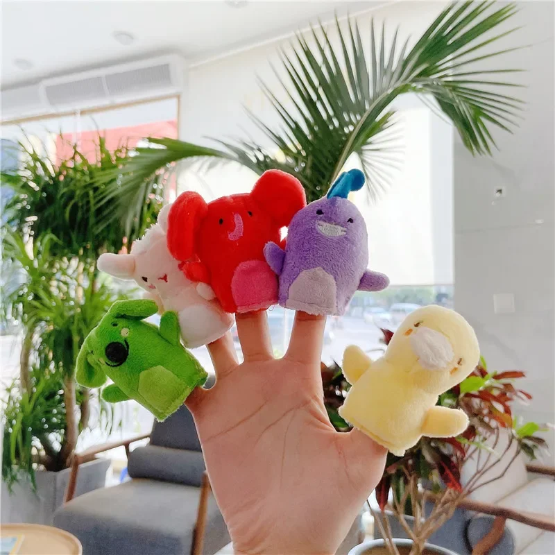 2pcs Finger Toys Baby Mini Hand Puppets Creative Cartoon Animal Plush Toy Pacifying Doll Kawaii Birthday Gifts Interactive Game