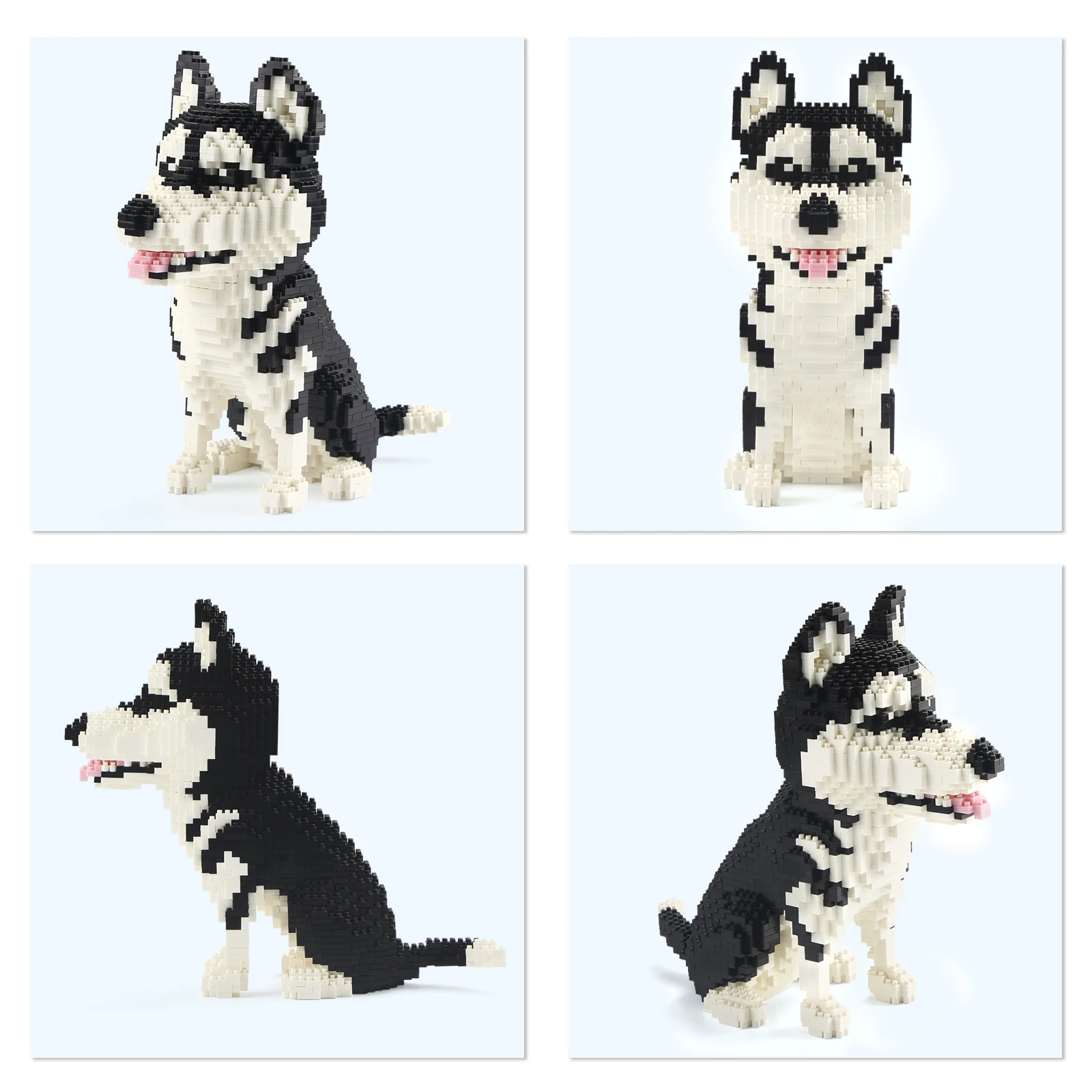 Micro Blocks Mini Animals Classic Pet Siberian Husky Corgi Doberman Model Building Creative Bricks Kids Toys Set Educational Toy