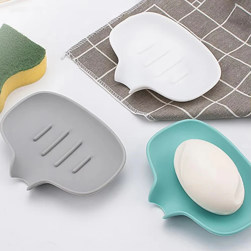 

Silicone Soap Dish Holder Self Draining Non-slip Soap Tray Bathroom Kitchen Sink Draining Rack Dish Storage Tray
