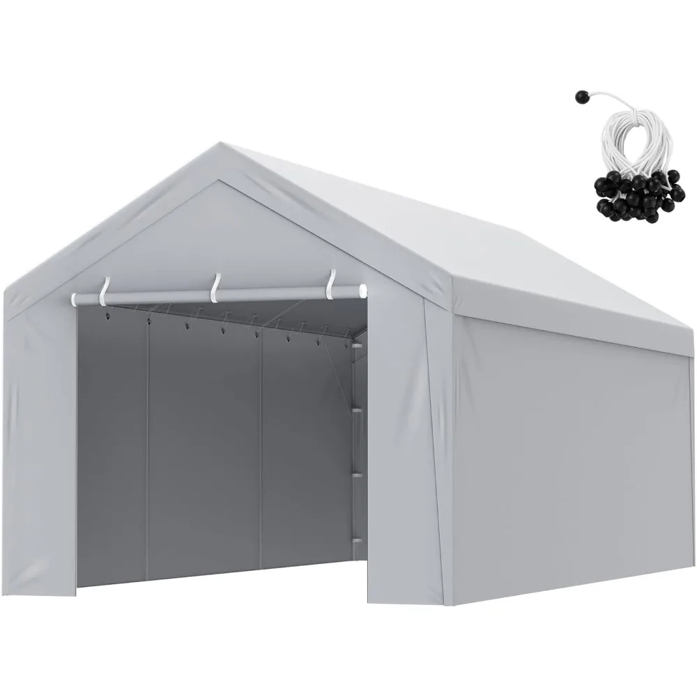 Carport Replacement Canopy Cover Top + Side Wall 10 X 20 Ft, Garage Tent Shelter Tarp Heavy-Duty Waterproof, Frame Not Included