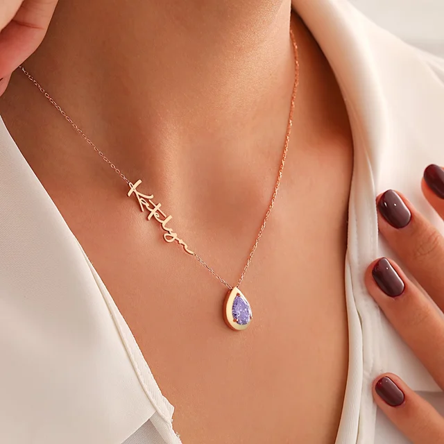 Handmade Alexandrite Birthstone Necklace For Women High Quality Hypoallergenic Dainty Jewelry Birthday Mother's Day Gift 1