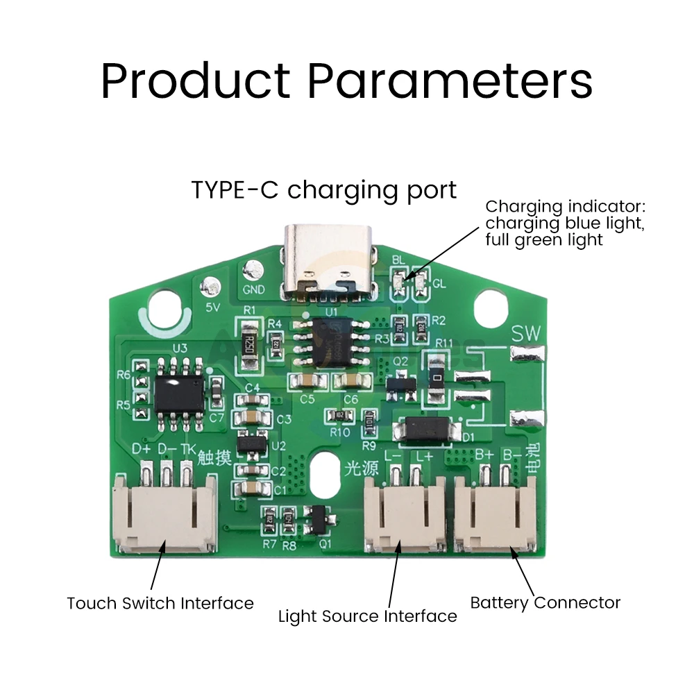 USB Charging Infinitely Dimmable Module TYPE-C Desk Lamp Circuit Board LED Light Control Module Charging Touch Monochrome Board