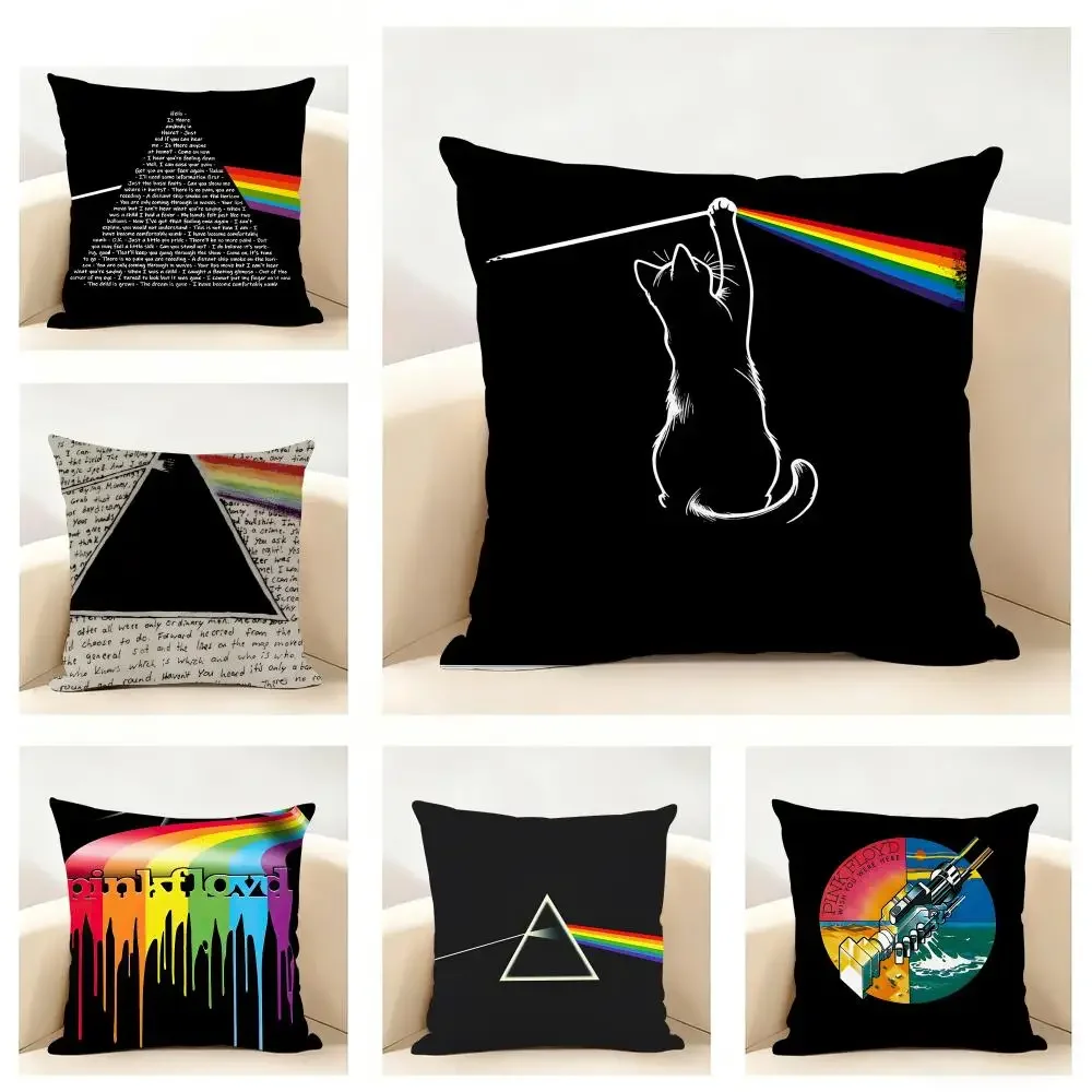 P-Pink Floyd Cushion Cover Linen Pillowcase Soft  for Sofa Bed Home Room Decor