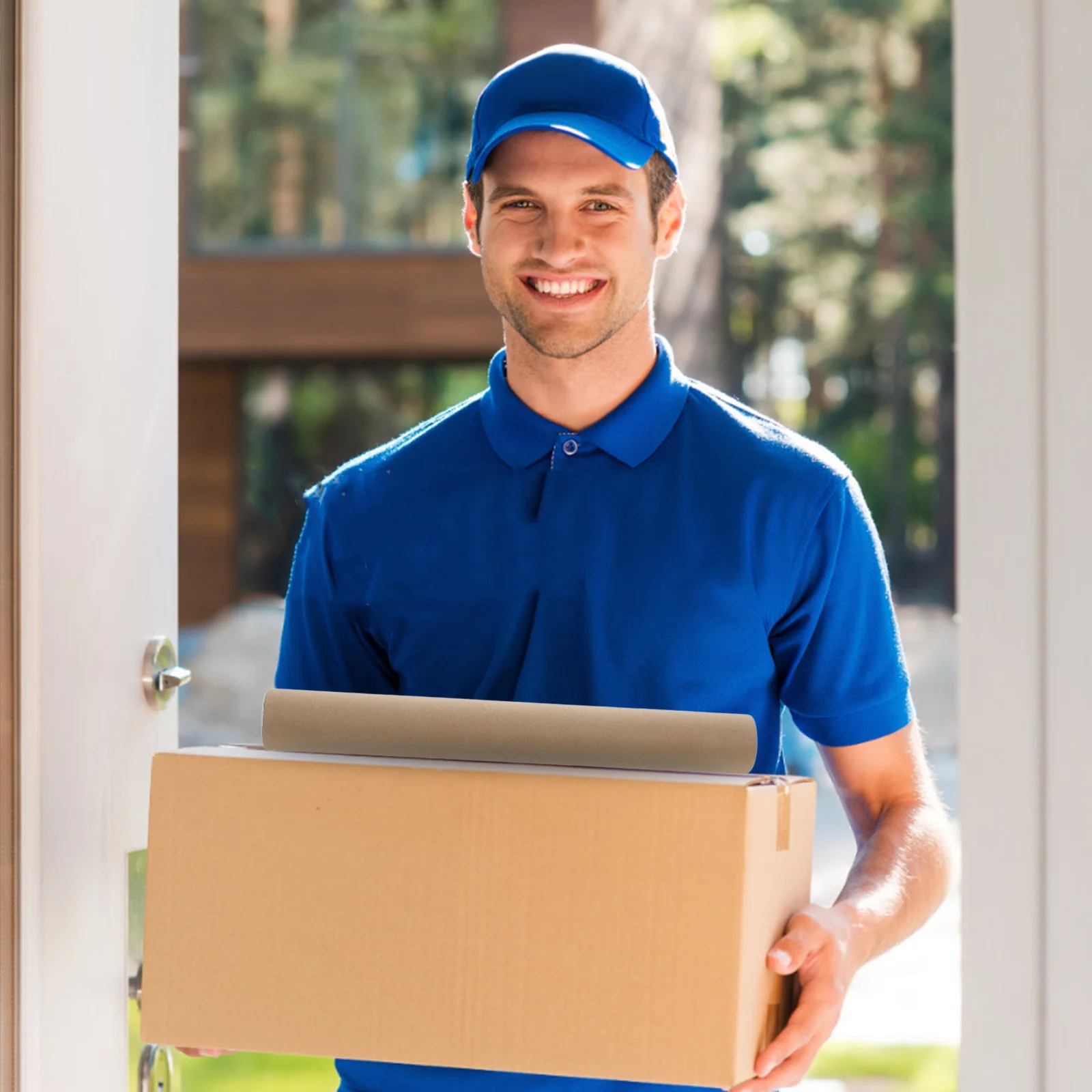 6pcs Kraft Paper Artwork Tubes Mailing Shipping Tubes Plastic Caps Poster Scroll Tube Box Multipurpose Storage Calligraphy