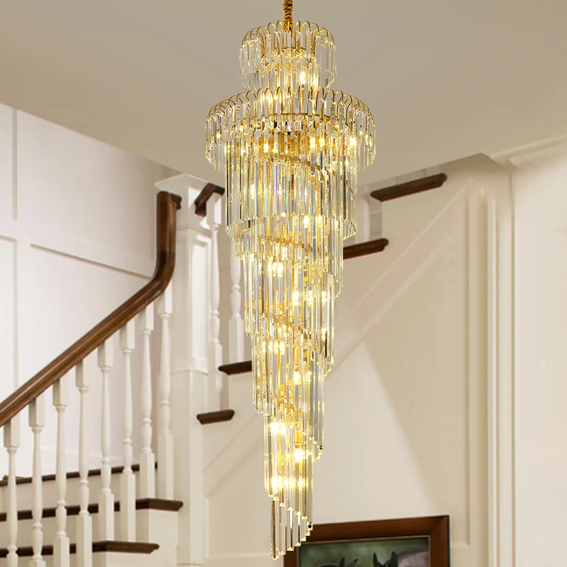 Imagem -05 - Long Staircase Crystal Hanging Chandelier Modern Loft Led Teto Lâmpadas Pingentes Villa Living Room Decoração de Eletrodomésticos 2024