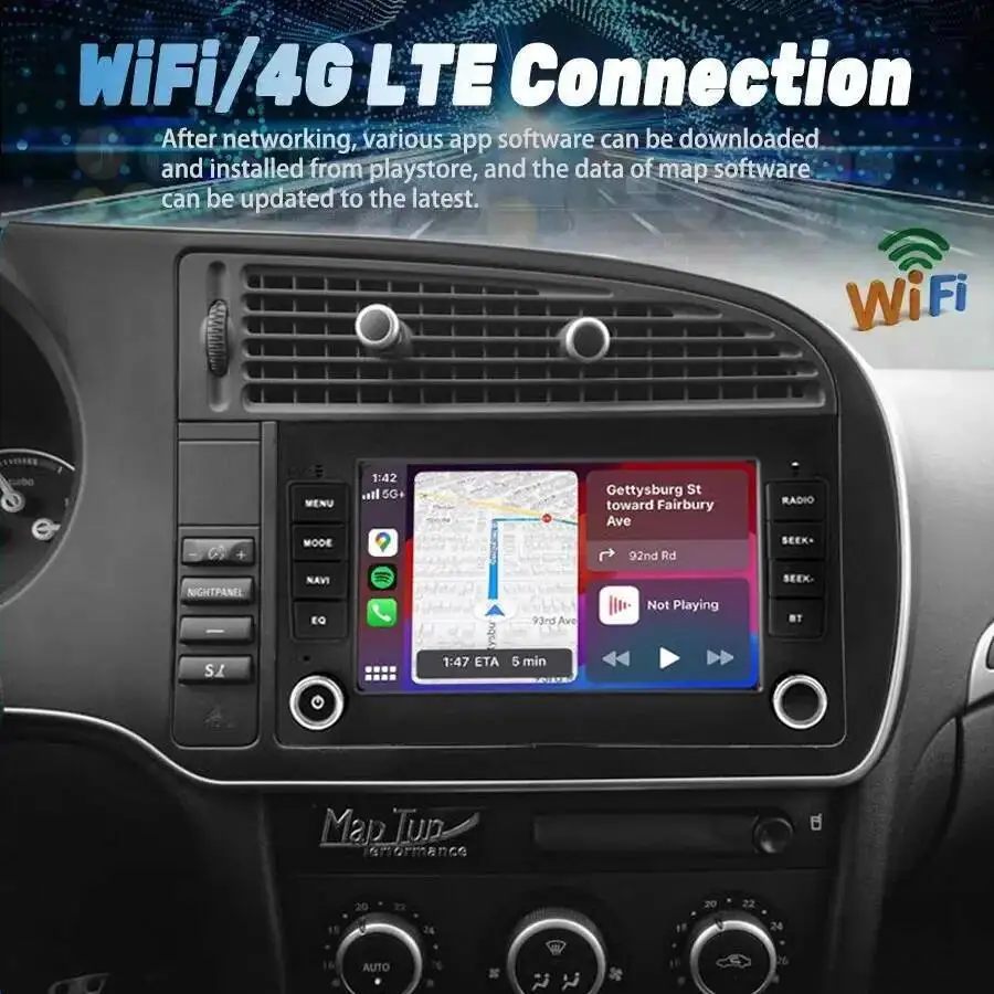 7 بوصة أندرويد سيارة الوسائط المتعددة مشغل فيديو ل SAAB 9-3 93 2005-2008 ستيريو بلوتوث لتحديد المواقع والملاحة Autoradio Carplay رئيس وحدة