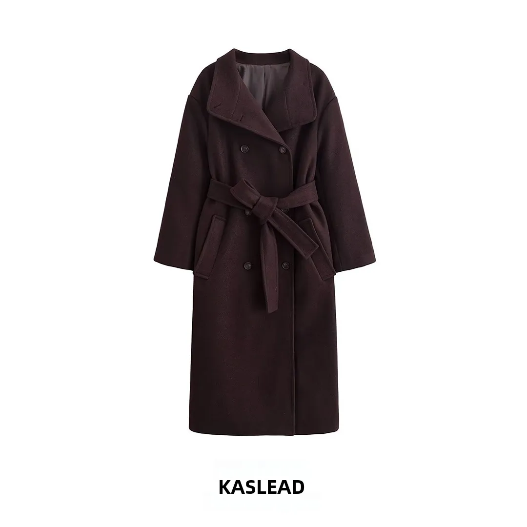

KASLEAD New Women's Faion Simple Loose Retro Woolen Coat Jaet 886762 Polyester Fiber 00% Autumn Season