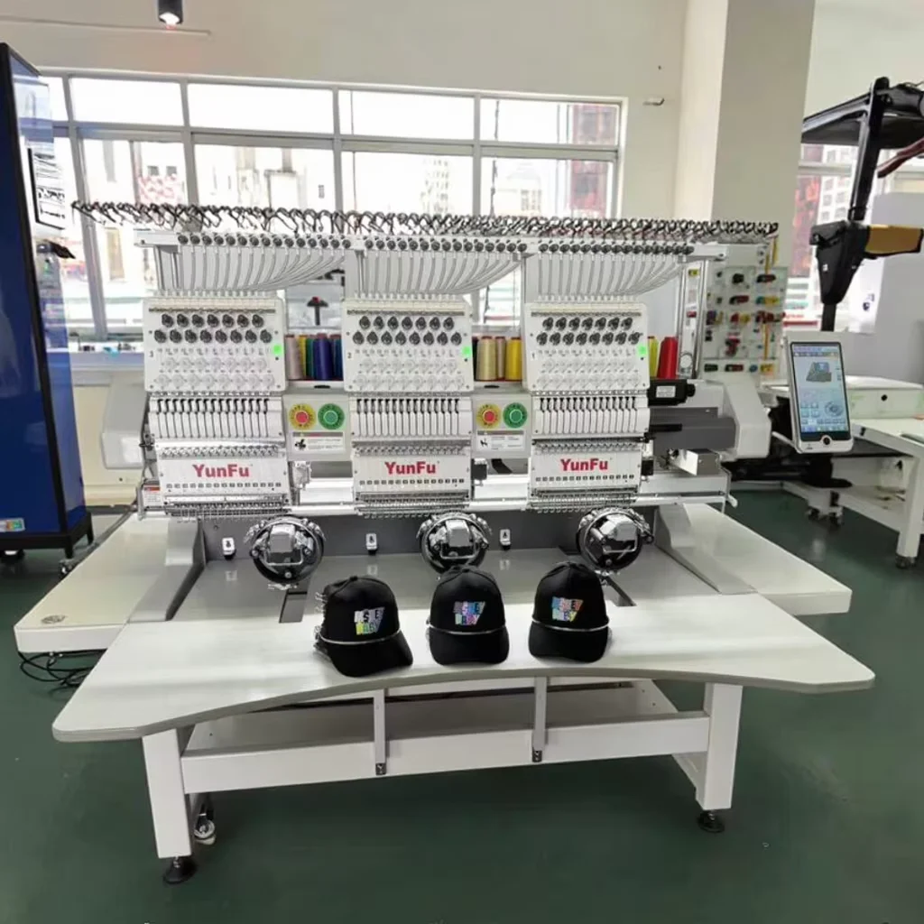 New 3-Head Computerized Embroidery Machine with 12/15 Needles for T-Shirt Multi-Needle Designs in Retail and Printing Shops