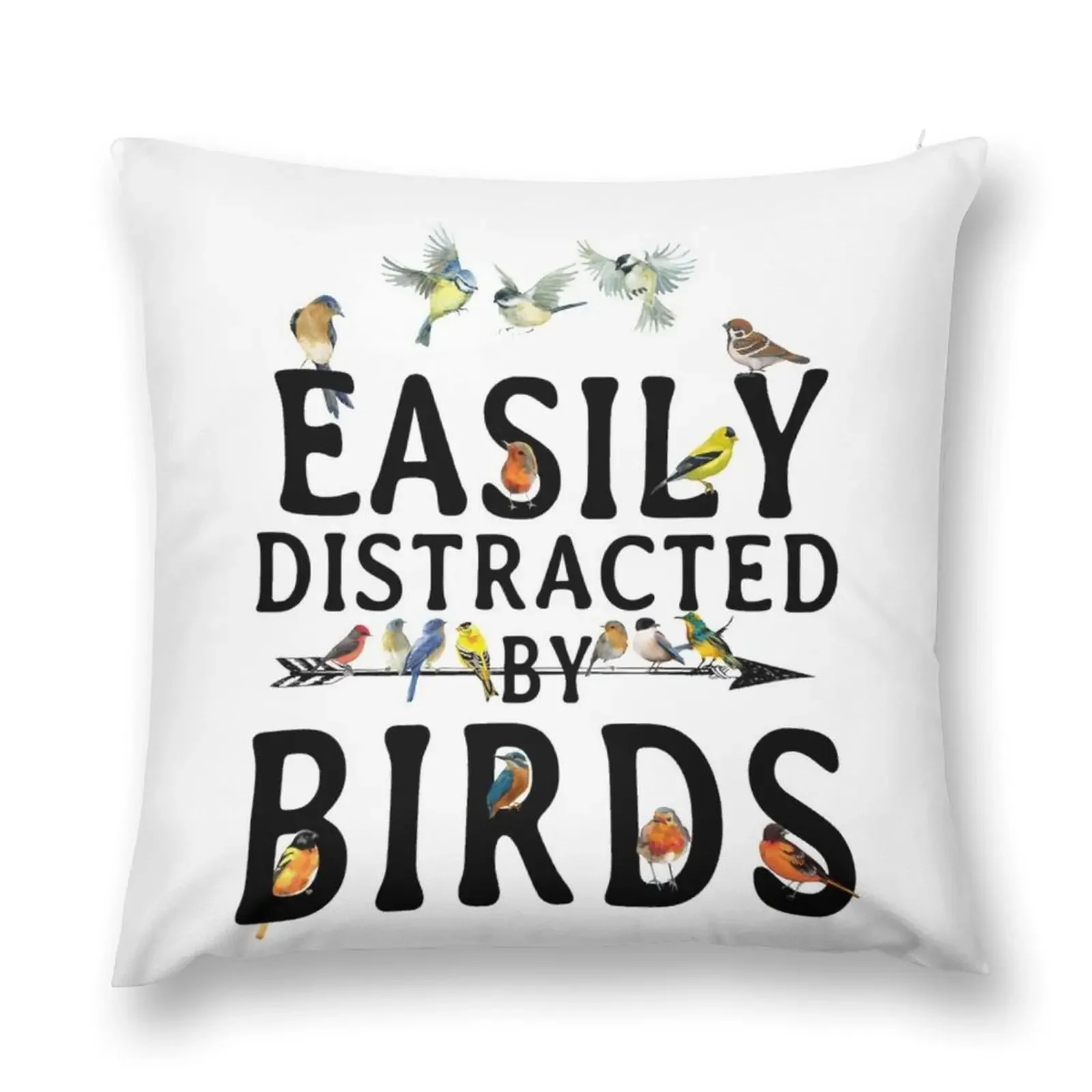 

Easily Distracted by Birds Throw Pillow christmas supplies autumn decoration Cushions For Children pillow