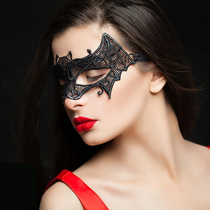 Damen Gothic Spitzenmaske Cosplay Halloween Party Karneval Sexy Damen Kostüme Weihnachten Halbgesicht Tier Rollenspiel Masken Kleid – Detail 11