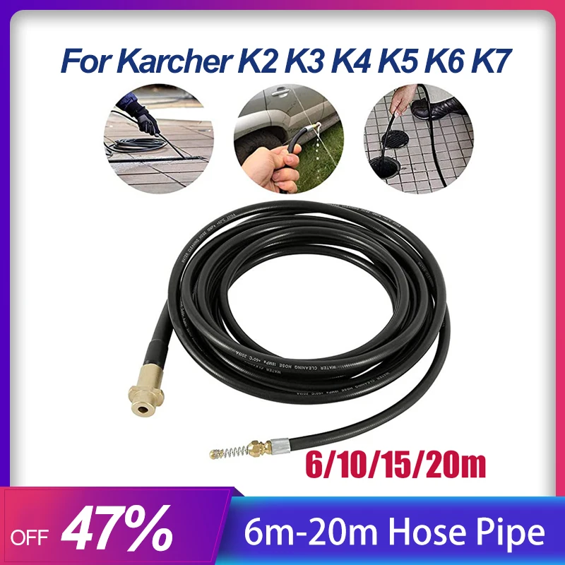 

6m~20m High Pressure Washer Sewer Drain Hose Pipe Water Cleaning Extension Hose For Karcher K2-K7 With Adapter Washer Nozzle