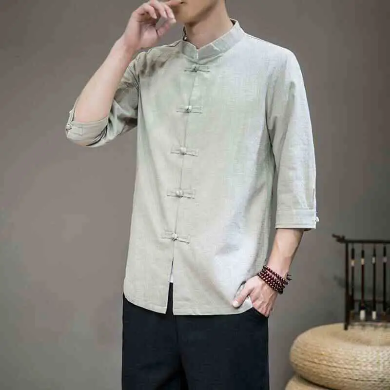 camisa-de-lino-y-algodon-para-hombre-estilo-casual-juvenil-color-puro-estilo-Etnico-ropa-tradicional-china-traje-tang-moda-masculina