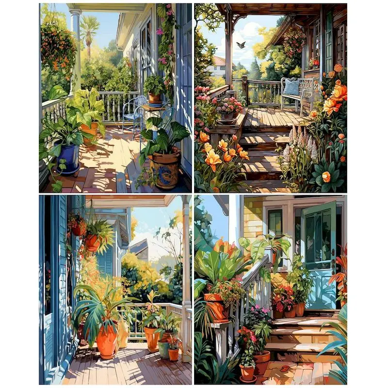 

GATYZTORY Oil Painting By Numbers House Scenery DIY Coloring By Numbers Landscape HandPainted Unique Gift Home Decoration
