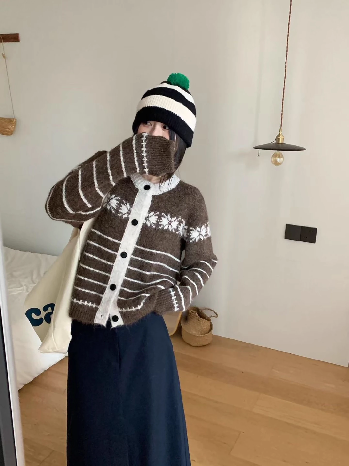 الكورية Sle جولة Ne محبوك سترة معطف المرأة زر واحد فضفاضة تناسب الخريف سترة Faion لينة الملمس طويل Sve