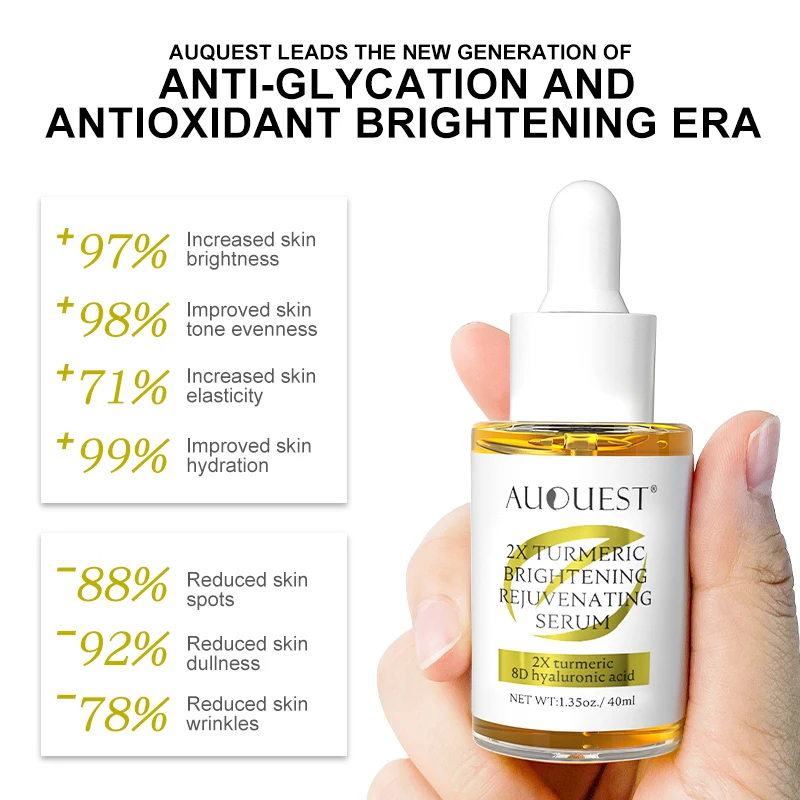 AUQUEST Vitamin C Dark Spot Remover Serum Hyaluronic Acid Whitening Face Serum Turmeric Collagen Facial Skin Care Beauty