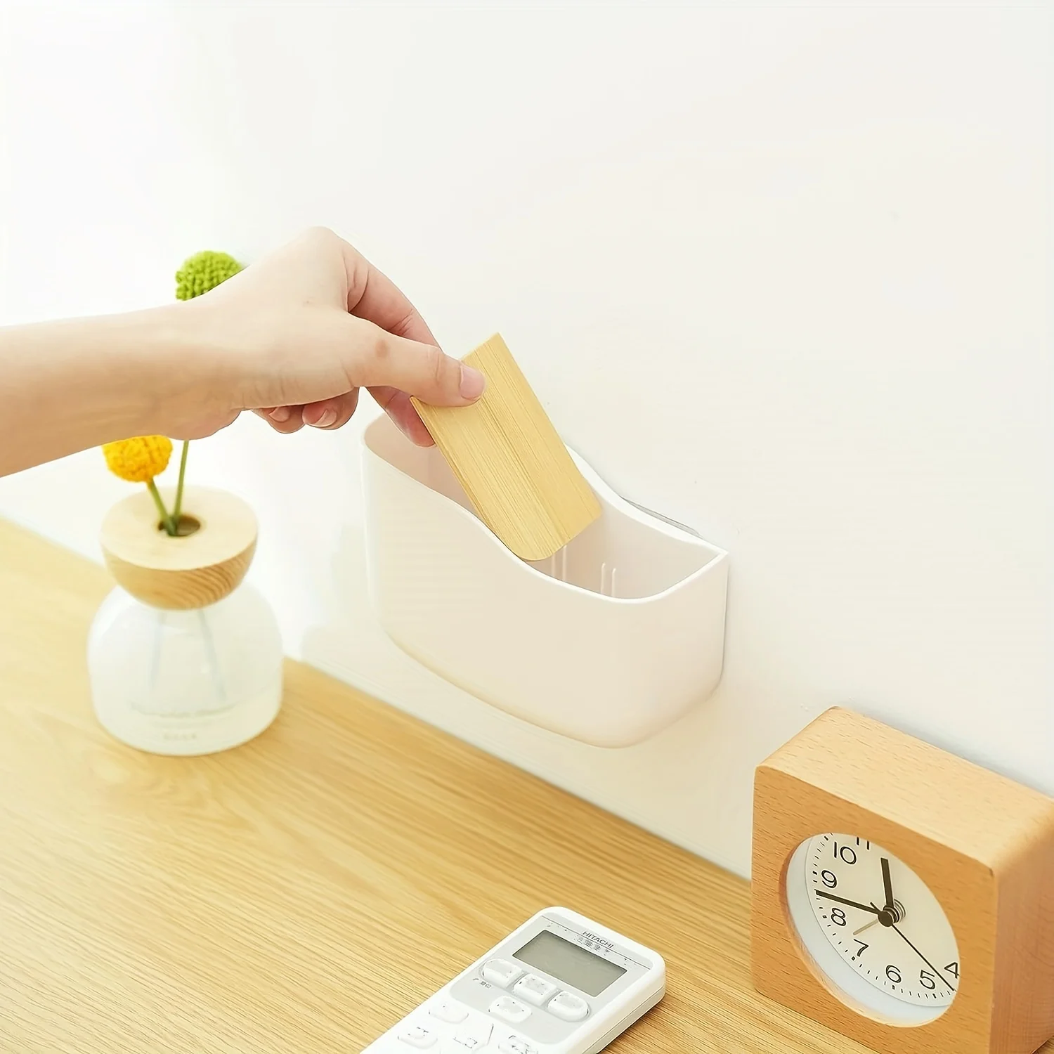 Wall/Bedside Remote Control Holder Multi-function Remote Control Storage Box for TV Air Conditioner Phone Plug Hanging Holder