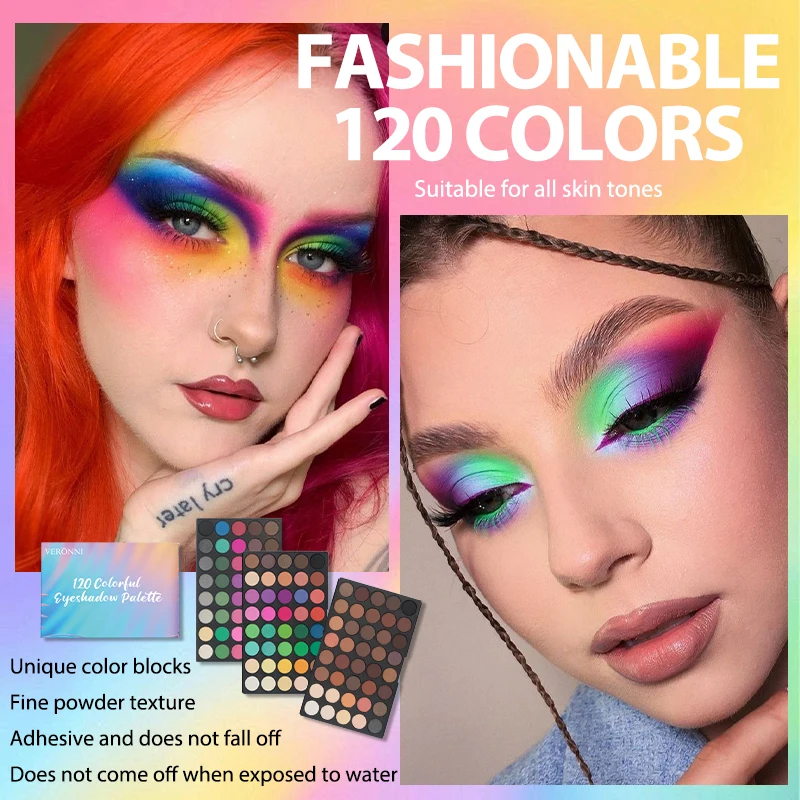 120 Colors 3-Layer Eyeshadow Palette, All-in-One Matte & Shimmer Makeup Kit, Long-Lasting Highly Pigmented Cosmetic Gift gallery 3