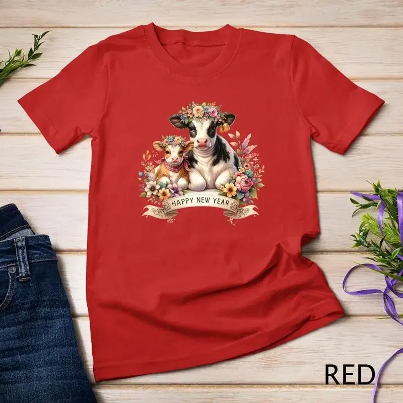 Cute Cows Ringing in the New Year 2025 Perfect for the Holiday Unisex T shirt