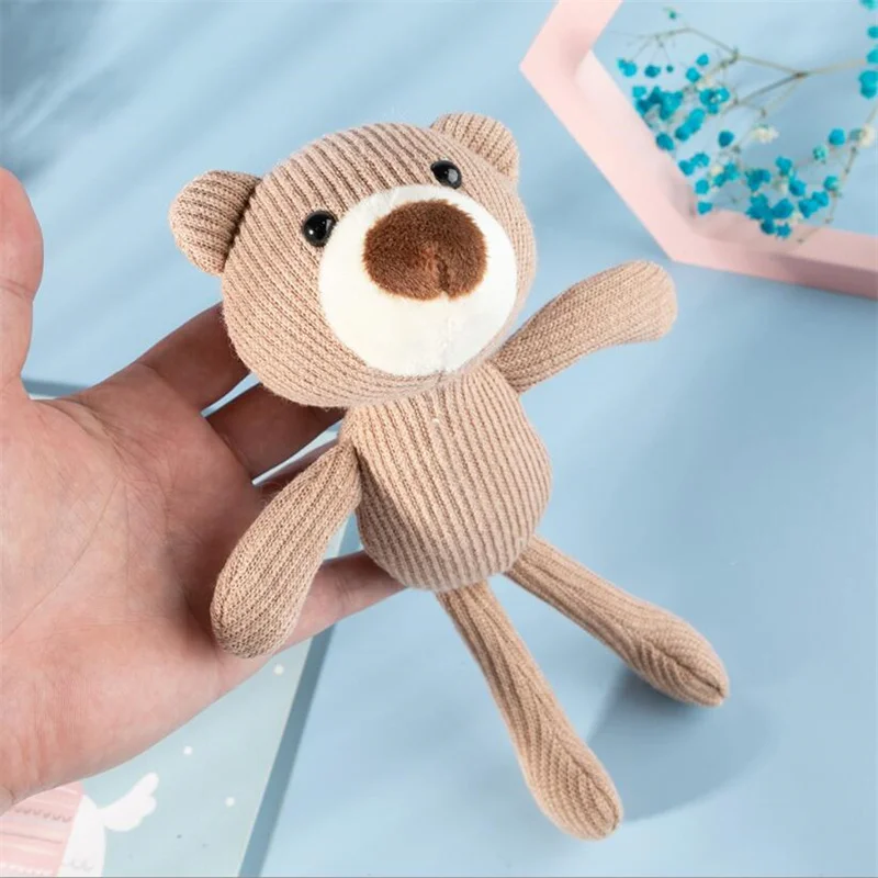 1PCS Knitted Jumpsuit Bear Plush Toys Small Pendant Mini Cute Soft  Animal Stuffed Toy Wedding Activity Gifts Doll For Kids 20Cm