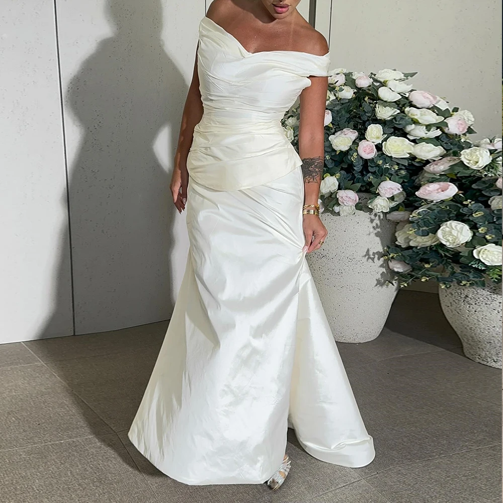 

Индивидуальные вечерние платья с открытыми плечами, плиссированные, роскошные, для вечеринок, цвета слоновой кости, с V-образным вырезом, длинные, женские, для торжественных мероприятий, выпускных, 2026, на заказ