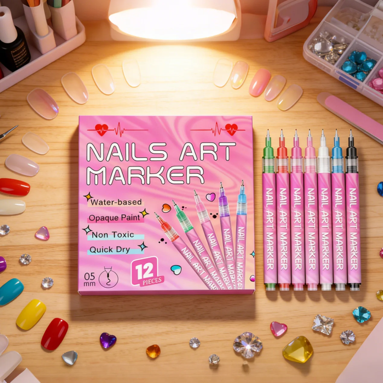 12 Color Nail Art Pens Kit Create Vivid Color Fashion Nail Arts Diy Nail Design Quick Dry Easy Coloring Nail Art Painting Pens