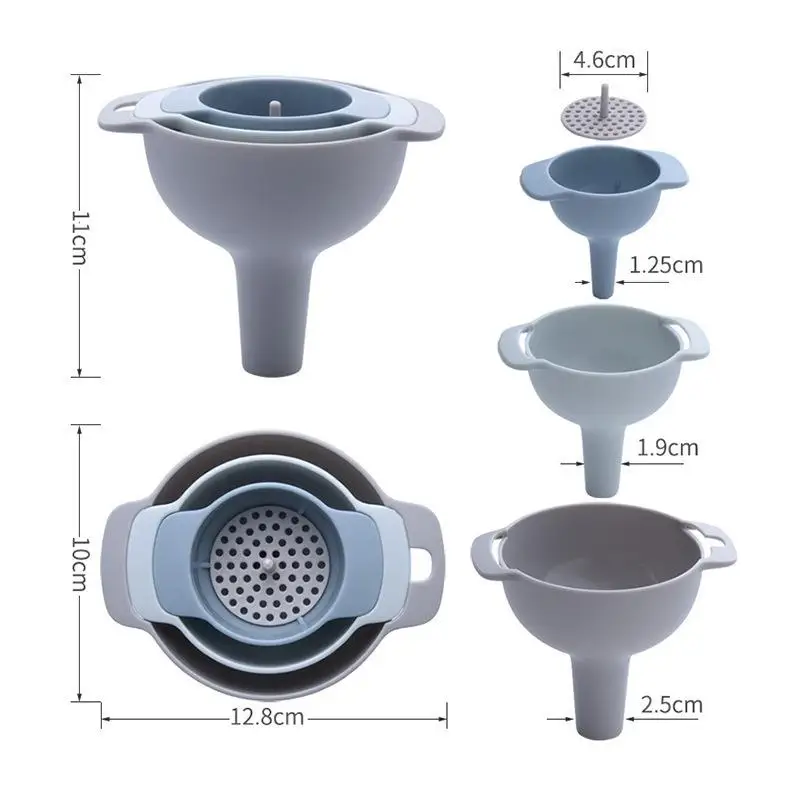4 In 1 Kitchen Funnels For Filling Bottles Kitchen Funnels With Detachable Strainer Filter Food Grade Household Oil Funnel