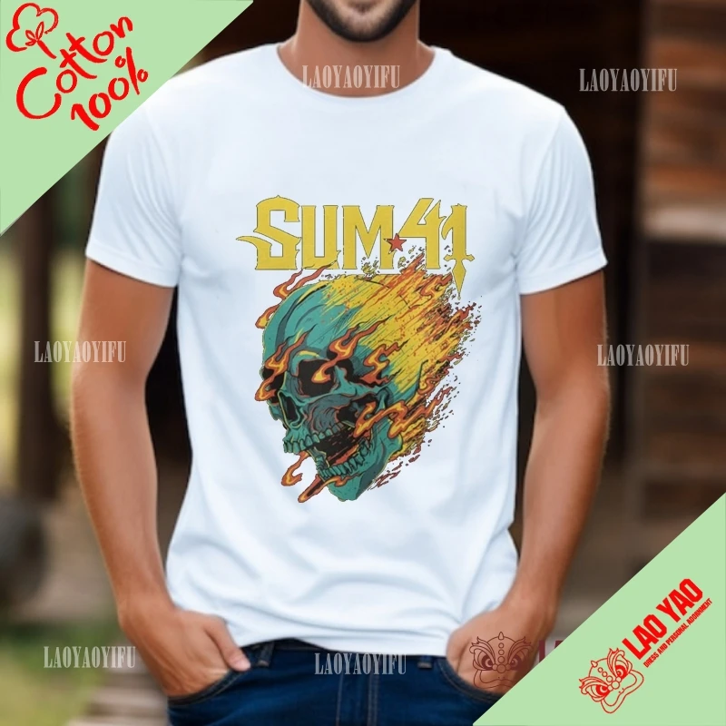 Sum 41 streetwear วงร็อคผู้หญิงเสื้อยืด shir สำหรับผู้ชายผ้าฝ้าย100% แขนสั้นเสื้อยืดเสื้อผ้า Y2k ฮาราจูกุ