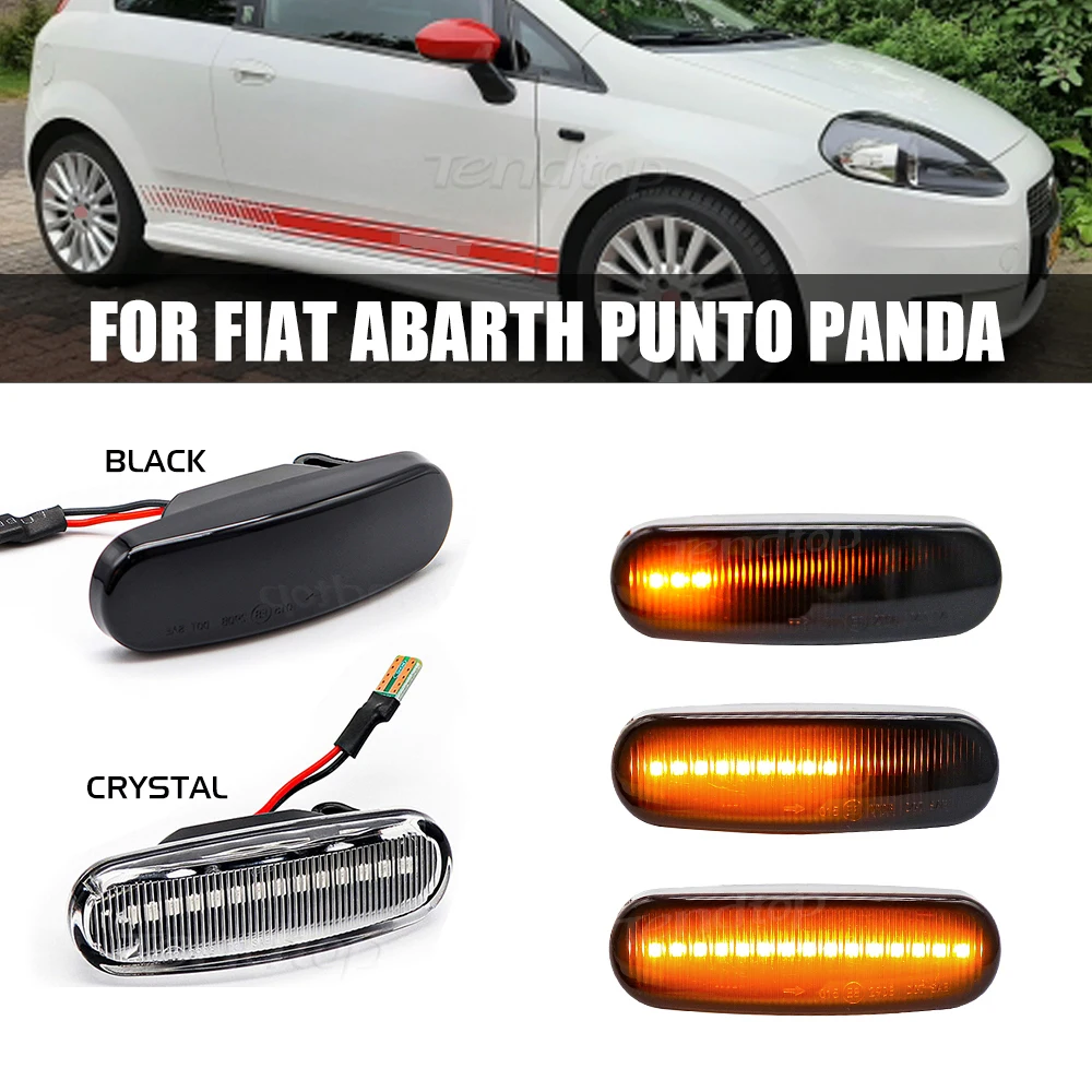 Dynamiczny, bursztynowy, boczny kierunkowskaz LED do samochodu, lampa sygnalizacyjna do Fiat Panda Punto Evo Stilo Qubo Peugeot Citroen Lancia Musa (350)