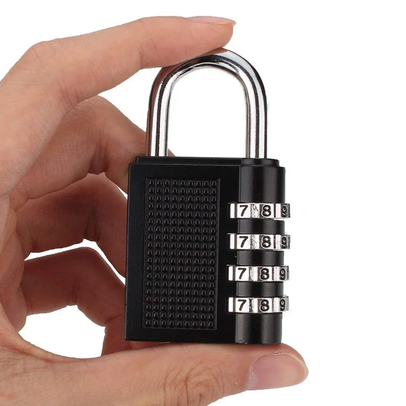 79*43*16mm Heavy Duty 4 Dial Digit Combination Lock Weatherproof Security Padlock Outdoor Gym Safely Code Lock Black