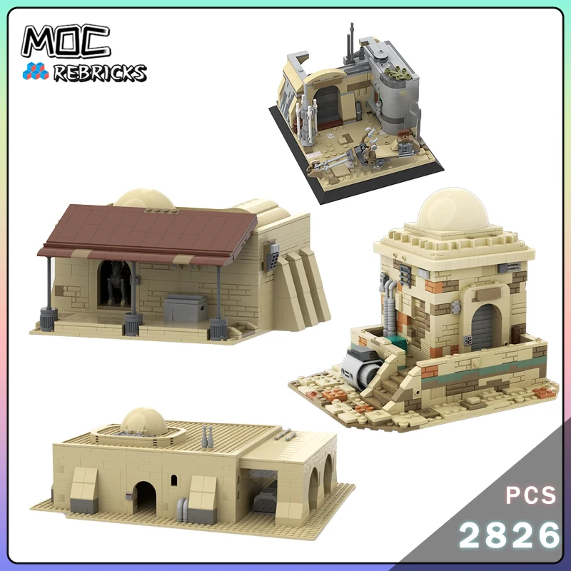 

Строительные блоки MOC «Мандариан Татуин SW House 2», модель мини-бара «сделай сам», технологические кирпичи, головоломки, игрушки для мальчиков, рождественские подарки