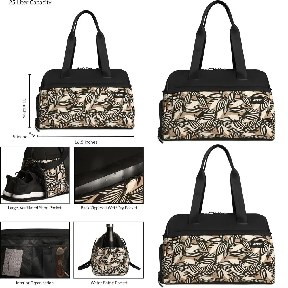 

25L Dual-Compartment Bag - Lightweight Travel and Gym Bag with Shoe Pocket, Perfect for Weekends, Overnight, Sports, and Workout