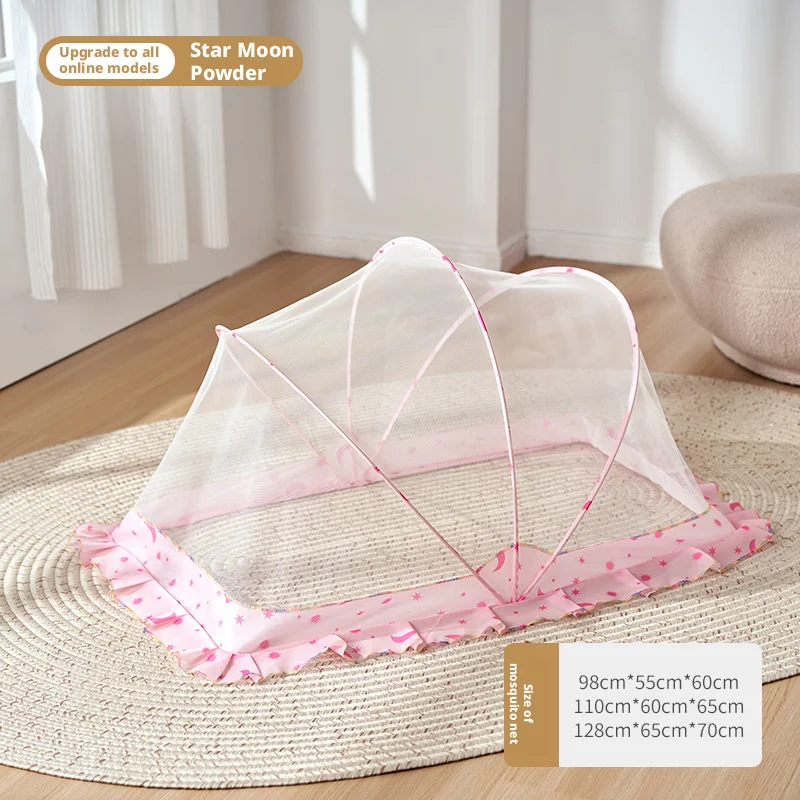 

OUYUN складная детская москитная сетка, палатка, затемнение, без дна, навес для кроватки, звезда, луна, розовый, 110x60x65 см, 128x65x70 см