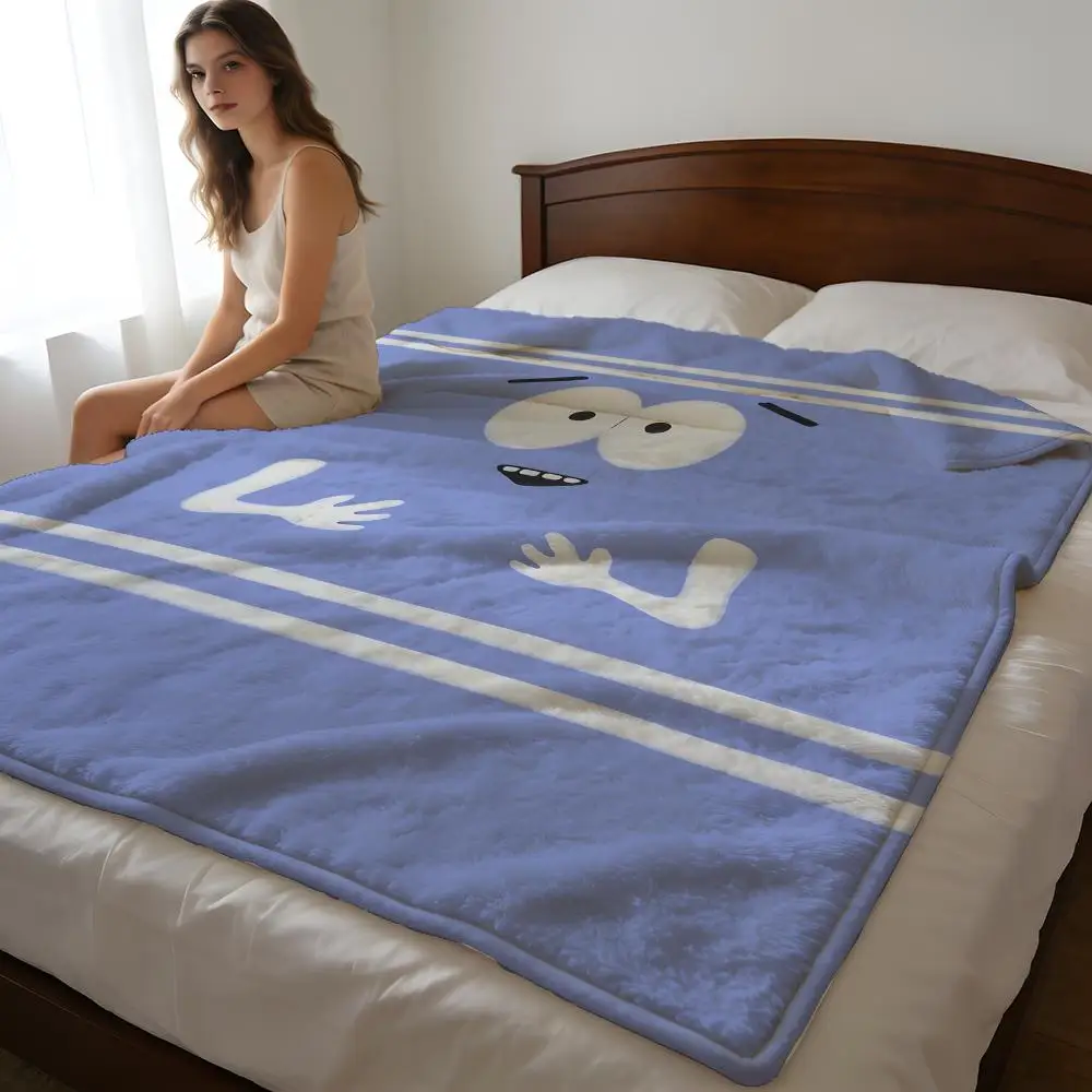 Manta de Felpa Corta de Alta Densidad para Sofá, Siesta, Habitación con Aire Acondicionado, Suave, Agradable al Tacto, Diseño de Dibujos Animados, South Park, Towelie