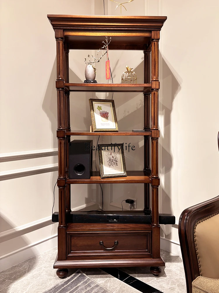 

American black walnut shelf solid wood corner cabinet living room against the wall porch simple beautiful bookshelf