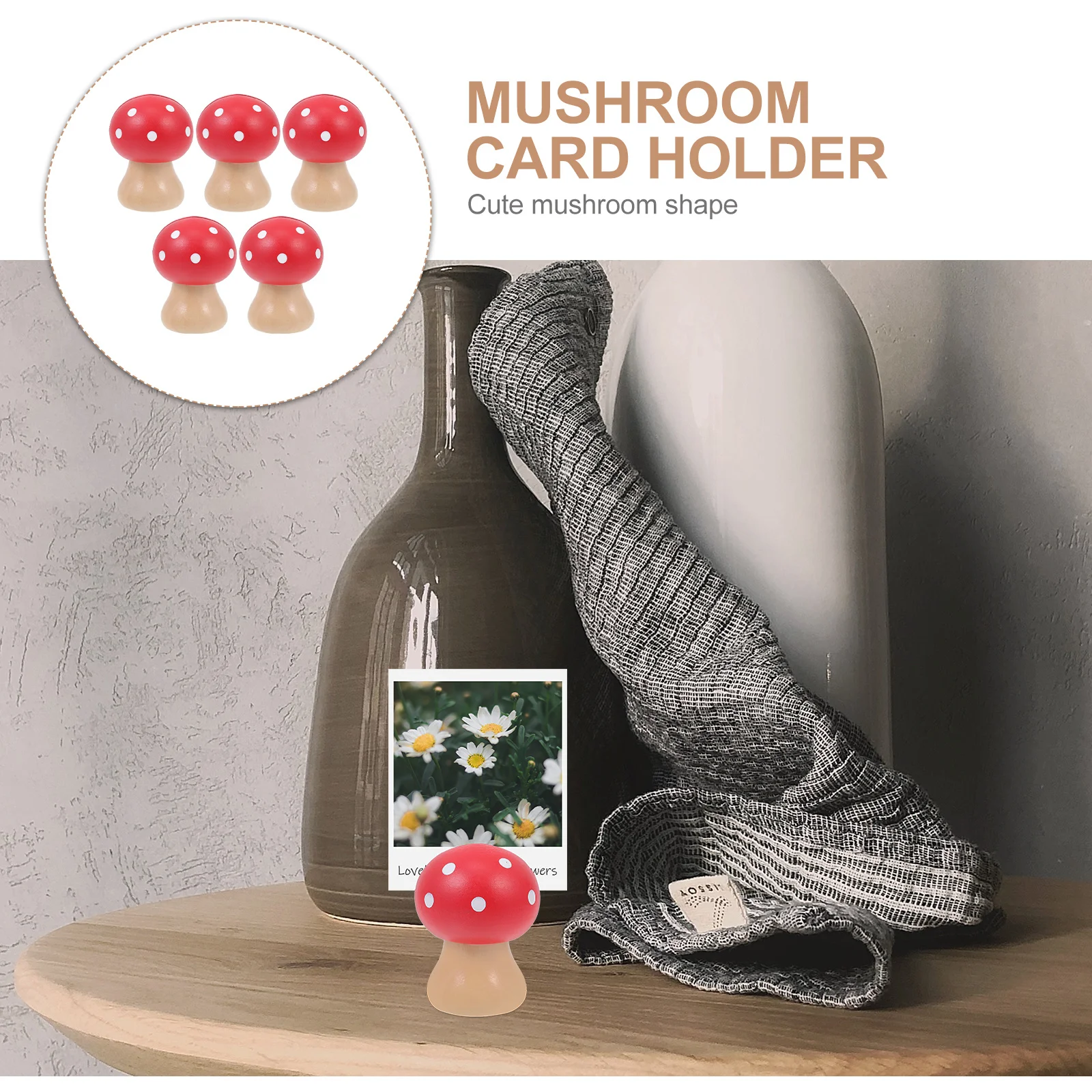 

5pcs Mushroom-Shaped Note Clamps Holder Photo Display Clip Desktop Adorn Memo Stand Name Cards Clamp Office Decor Message Clip