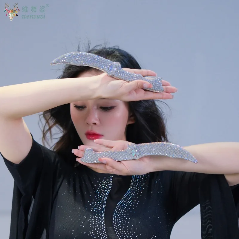 Dança do ventre sênior ab pedras competição ornamento adulto e criança iraquiano balanço de cabelo dança oriental realizar prop faca acessórios