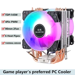 CPU Radiator PC Cooler 2/4/6 Heat Pipe Cooling 90mm Fan For Installing LGA115x 1200 2011 x79 x99 E5 2066 1700 2099 i3 i5 i7 AMD