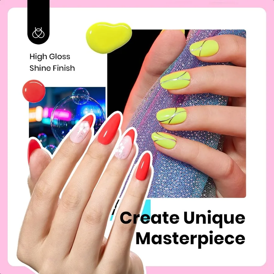 ชุดยาทาเล็บเจล Beetles Hema Free สีนีออนแบบฟอง 6 สี ขนาด 15 มล. สีนีออนสดใส ชมพูอมส้ม ส้ม เหลือง ฟ้า ม่วง