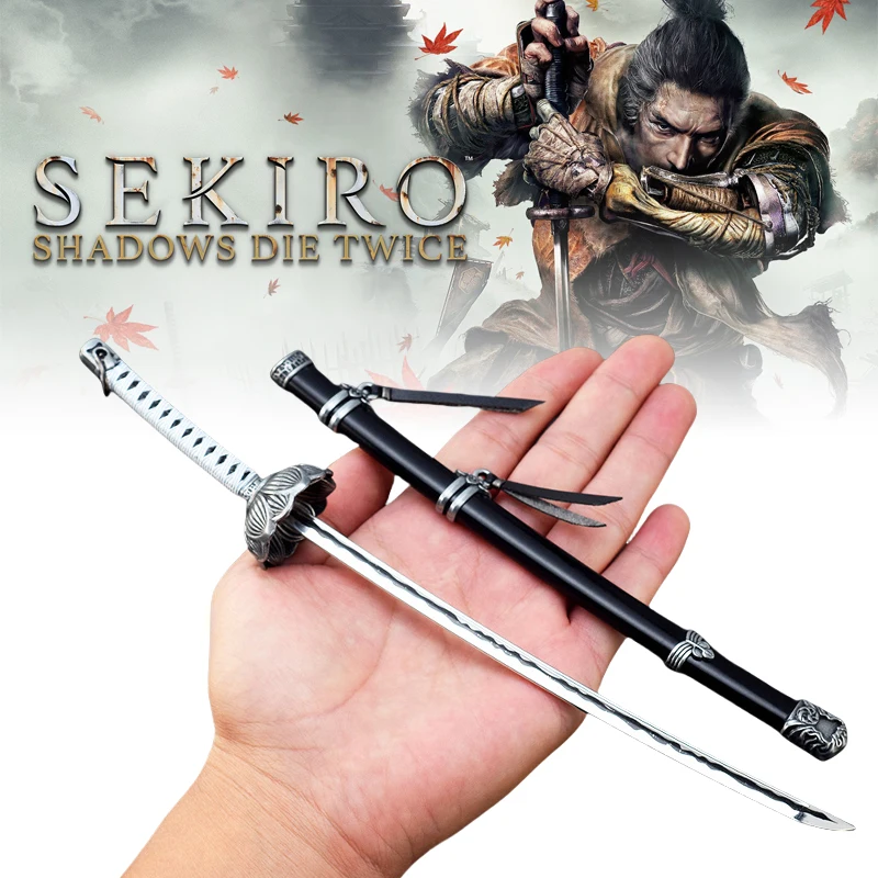 26cm 금속 Sekiro 늑대 Katana 검 미니 닌자 칼 일본 사무라이 Katana 블레이드 실제 크기 무기 모델 아이 장난감 애니메이션 선물