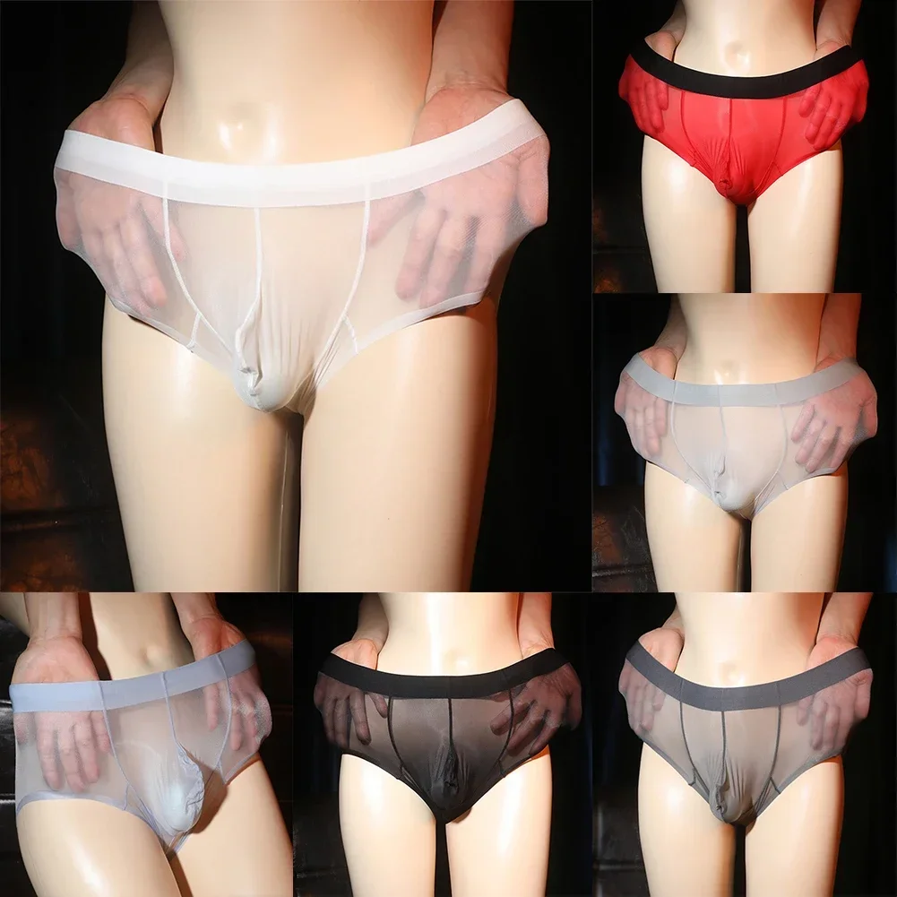 Men Sheer See Through Pouch Briefs Mesh Underwear Shorts Trunks Elastic Breathable Underpants Sissy Panties Knickers